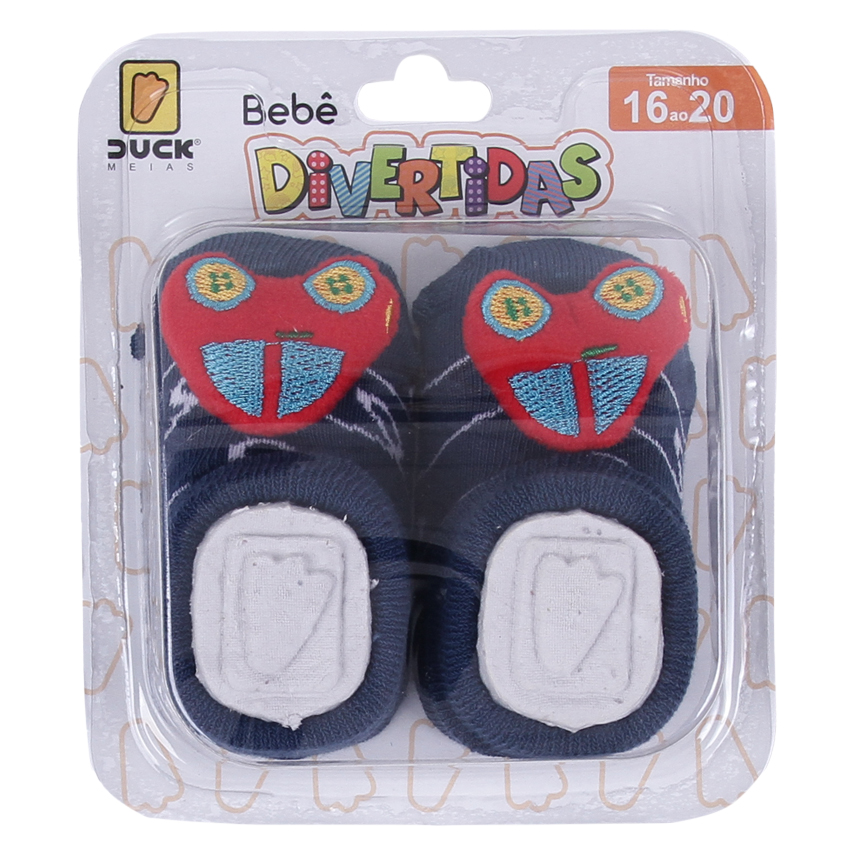 Meia Bebê Duck Menino Aplique Divertido