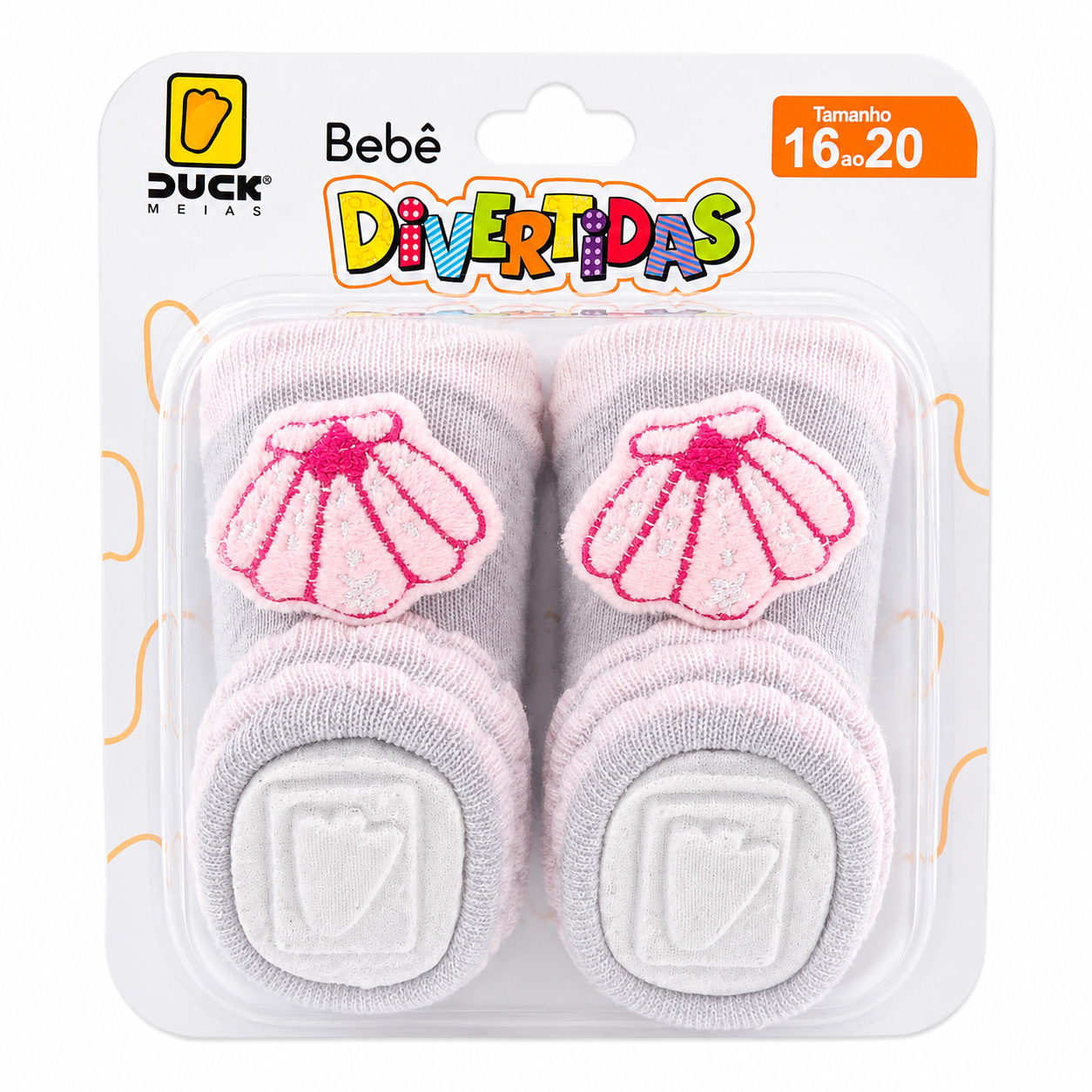 Meia Bebê Duck Menina Aplique Divertido Meia Bebê Duck Menina Aplique Divertido