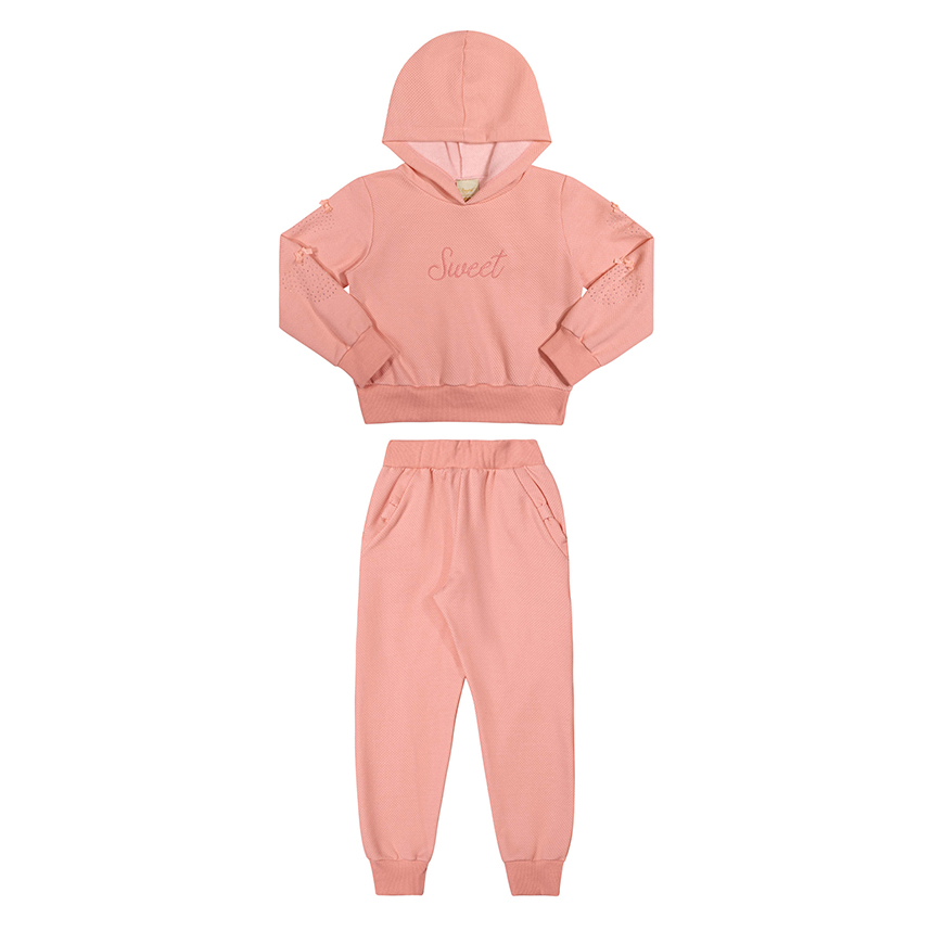 Conjunto Infantil Angerô Blusa Bordado Sweet e Calça