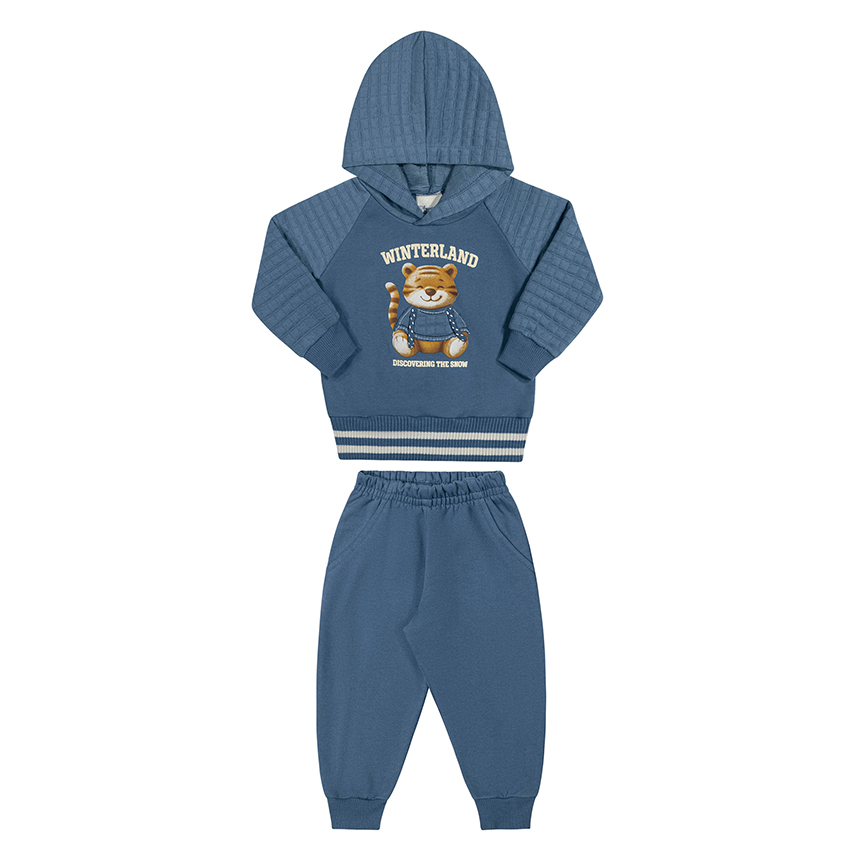 Conjunto Infantil Angerô Blusa Estampa Tigre e Calça Moletom