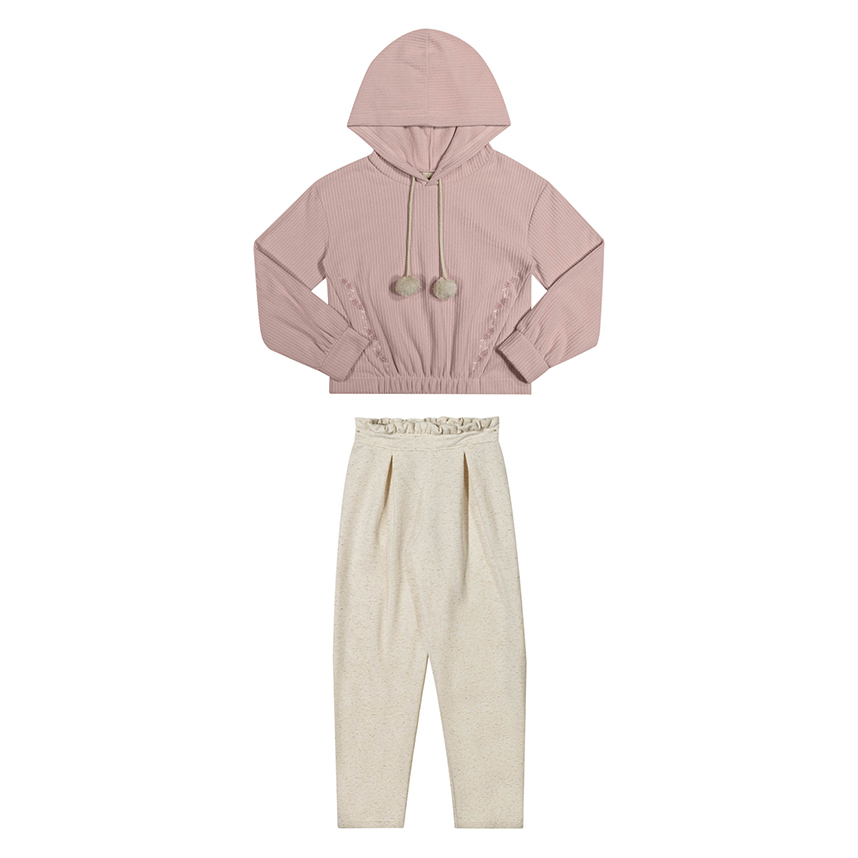 Conjunto Infantil Angerô Blusa com Cordão Pompom e Calça