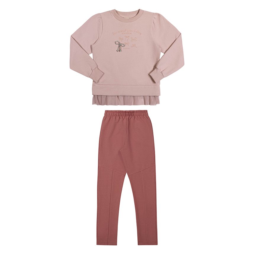 Conjunto Infantil Angerô Blusa Aplique Laço Tule e Calça