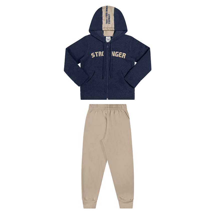 Conjunto Infantil Angerô Jaqueta Bordado Stronger e Calça