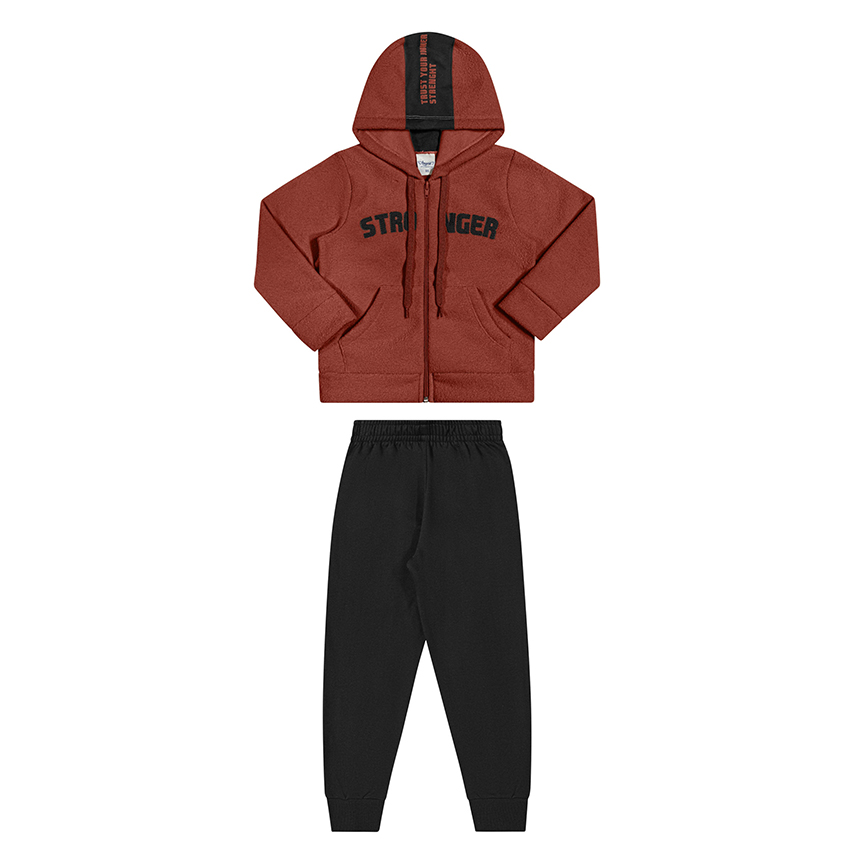 Conjunto Infantil Angerô Jaqueta Bordado Stronger e Calça