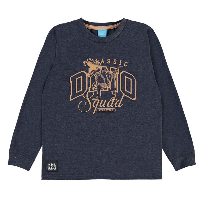 Camiseta Infantil Kamylus Manga Longa Estampa Dinossauro