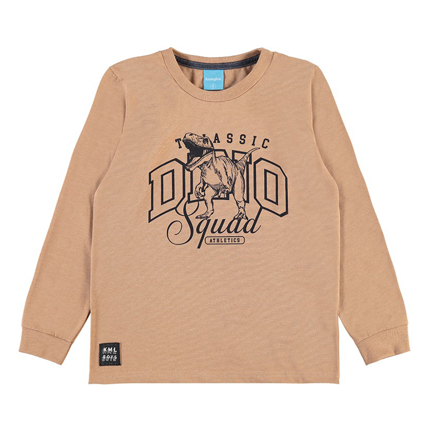 Camiseta Infantil Kamylus Manga Longa Estampa Dinossauro