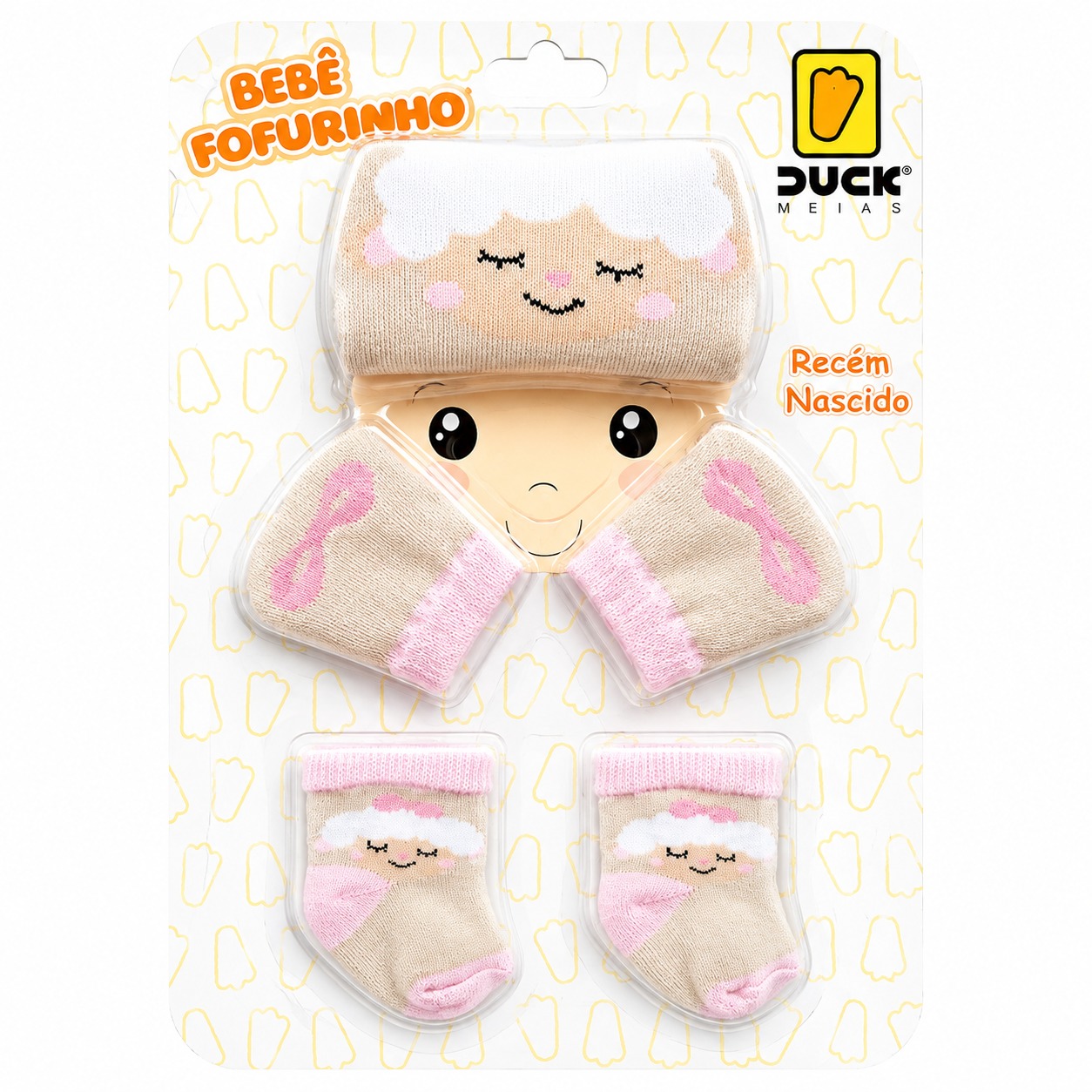 Kit Enxoval Bebê Duck Fofurinha Menina Luva Touca e Meia