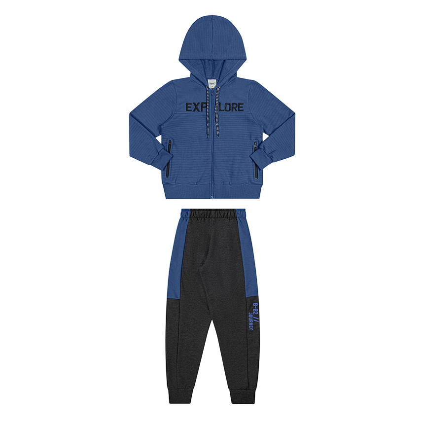 Conjunto Infantil Angerô Jaqueta Bordado Explore e Calça