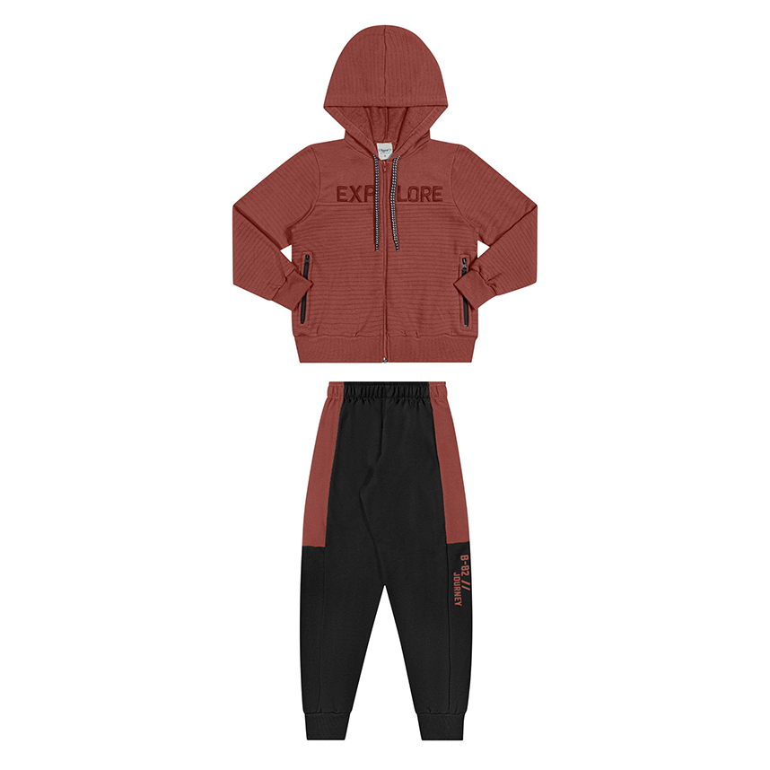 Conjunto Infantil Angerô Jaqueta Bordado Explore e Calça