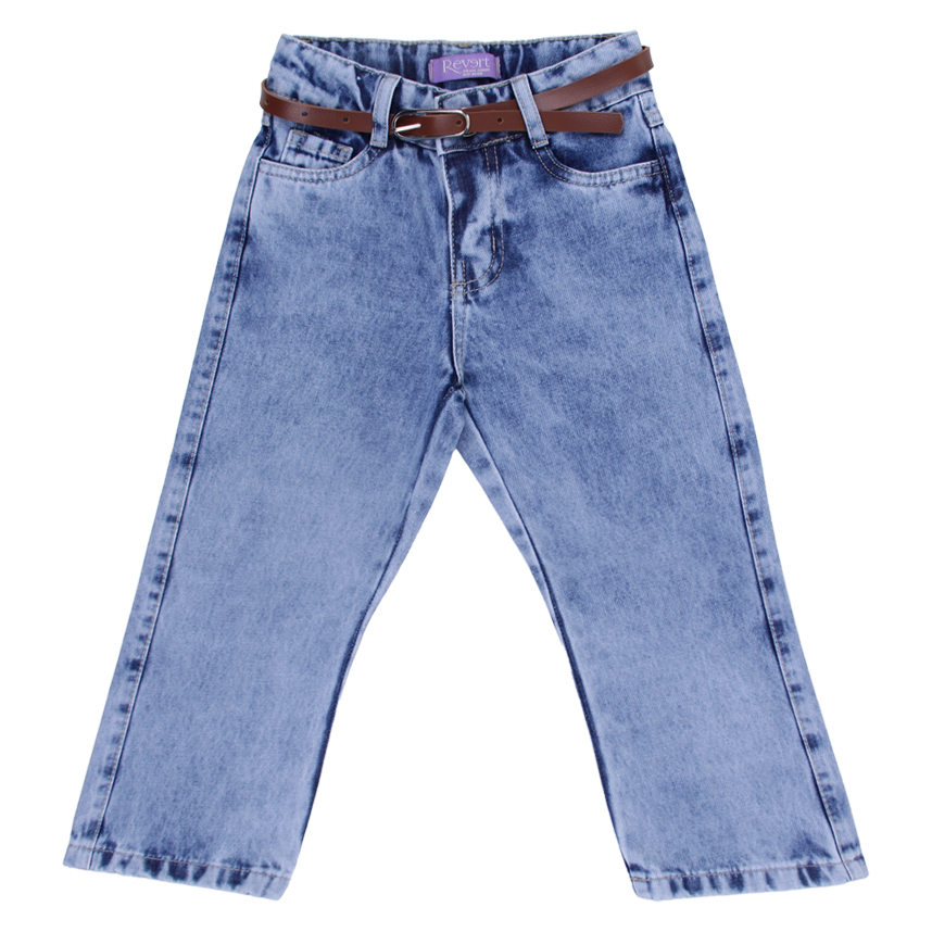 Calça Jeans Infantil Revert Wide Leg com Cinto