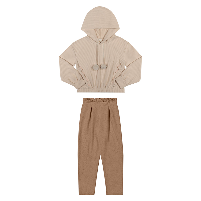 Conjunto Juvenil Angerô Blusa com Cordão Pompom e Calça