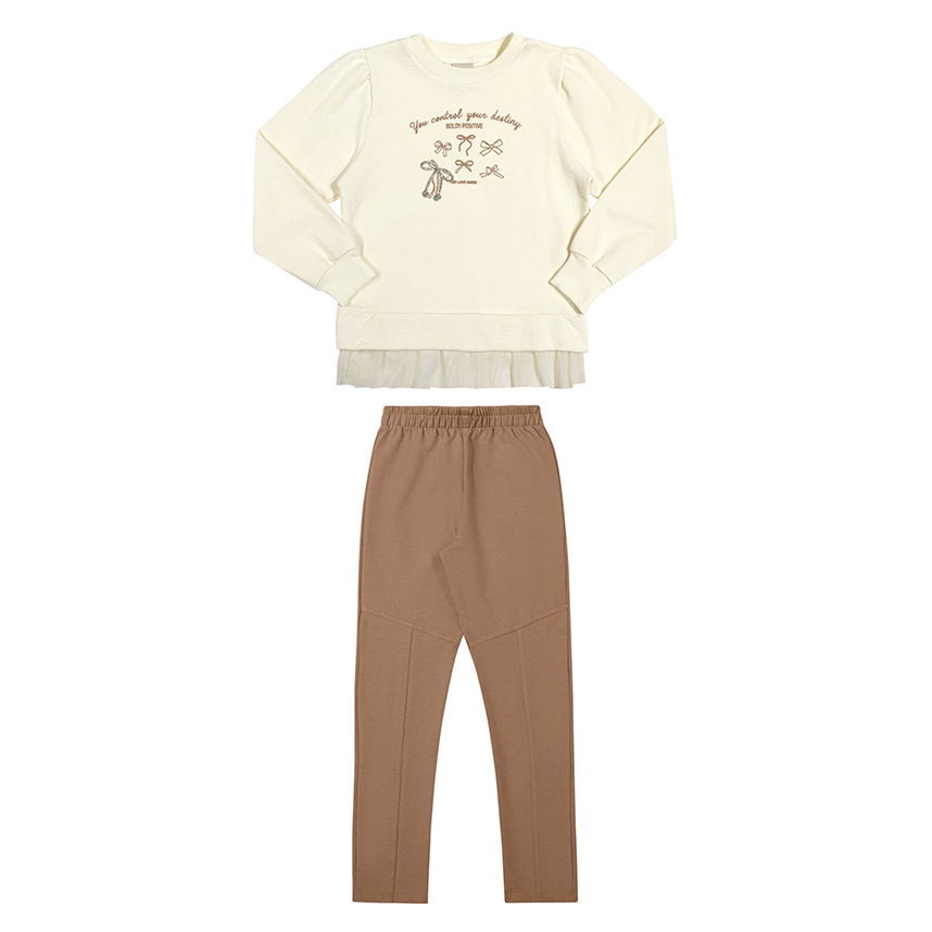 Conjunto Juvenil Angerô Blusa Aplique Laço Tule e Calça