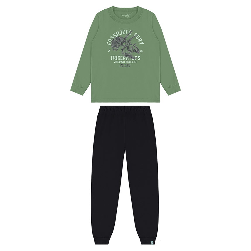 Conjunto Infantil Kamylus Blusão Estampa Dinossauro E Calça