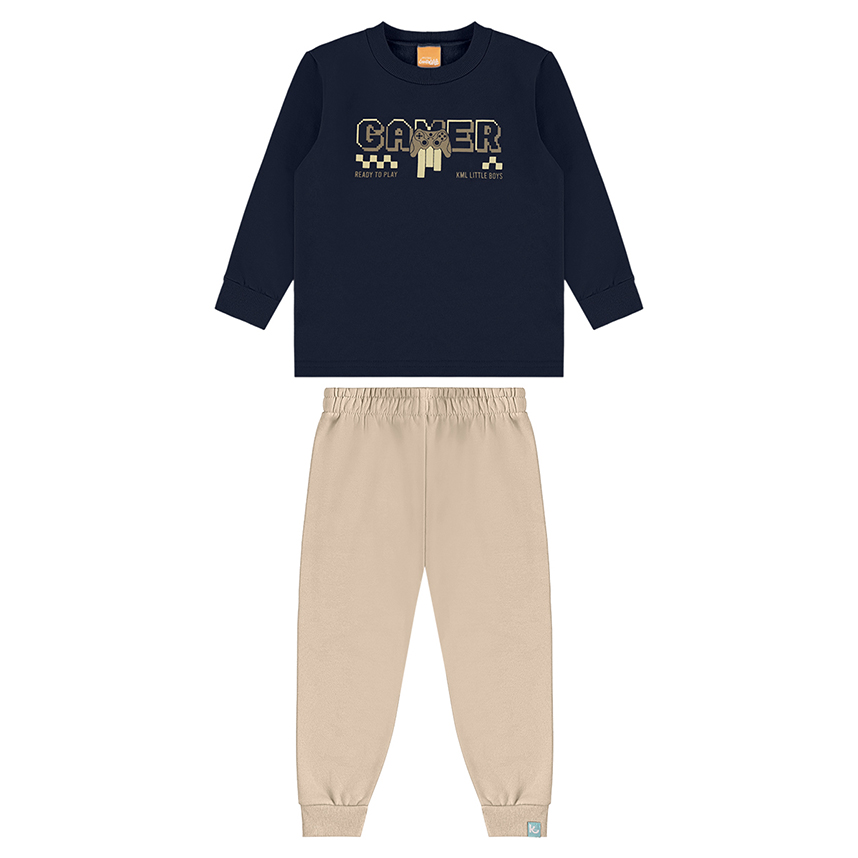 Conjunto Infantil Kamylus Blusão Estampa Gamer E Calça
