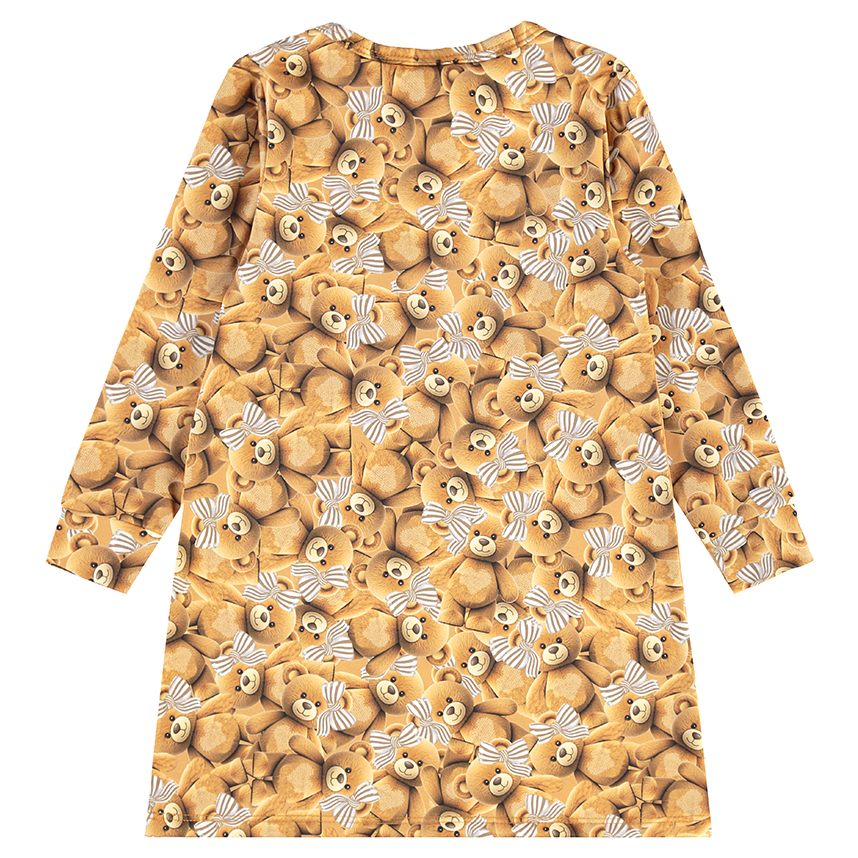 Vestido Infantil Kamylus Manga Longa Estampa Ursa