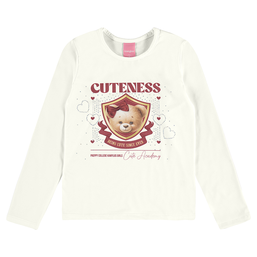 Blusa Infantil Kamylus Manga Longa Estampa Urso