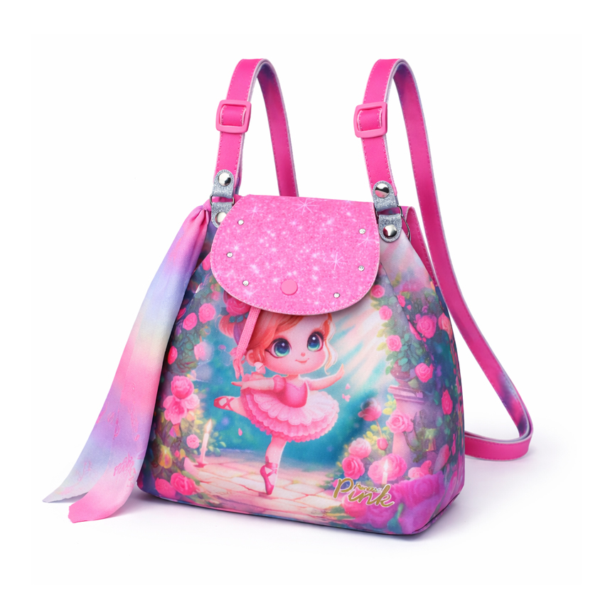 Mochila Infantil Princesa Pink Estampa Bailarina Jardim