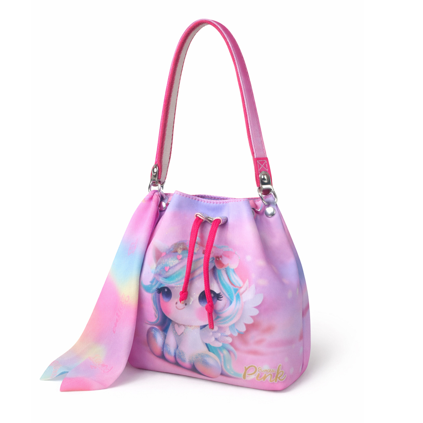 Bolsa Infantil Princesa Pink Bucket Estampa Baby Unicórnio