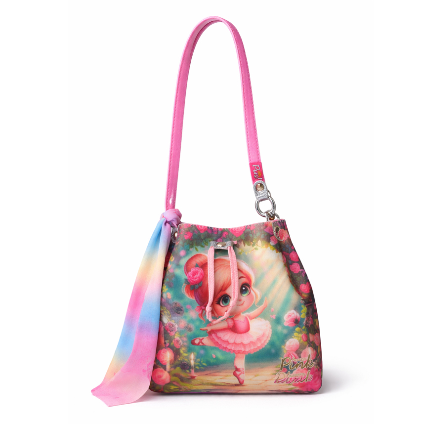 Bolsa Infantil Princesa Pink Bucket Estampa Bailarina