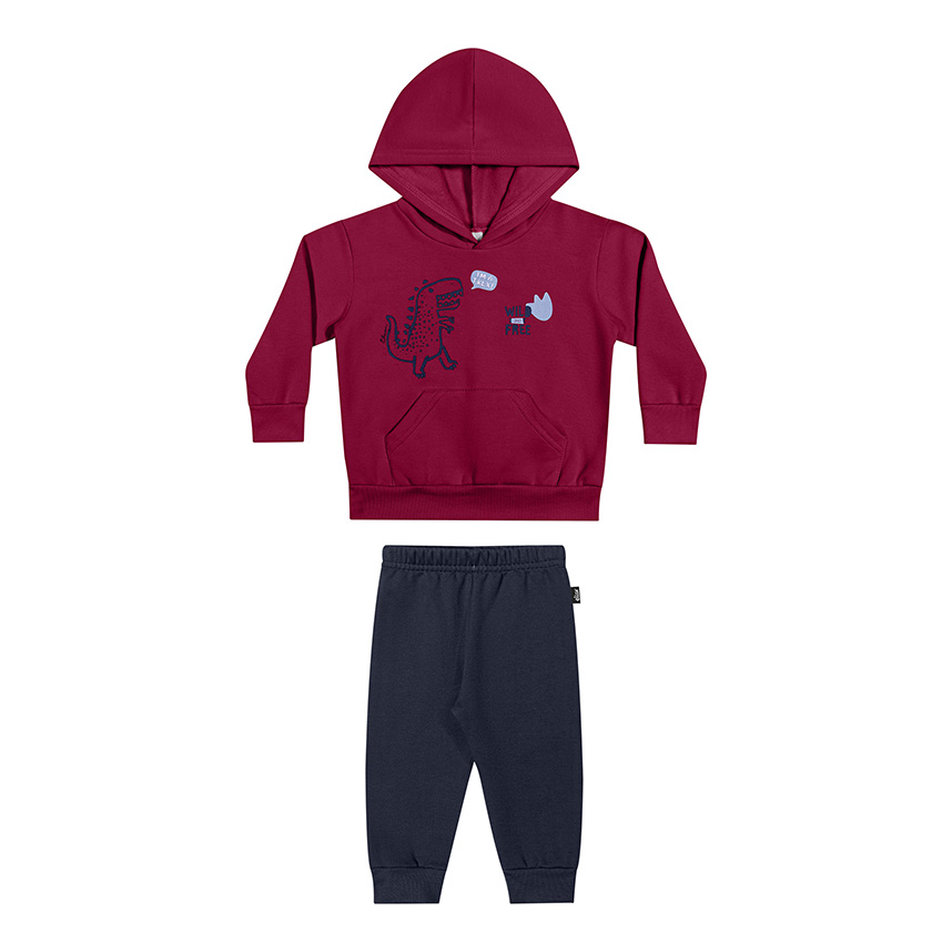 Conjunto Bebê Elian Blusão Estampa Dinossauro e Calça