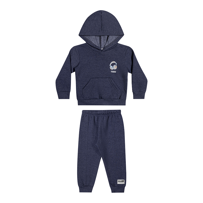 Conjunto Infantil Elian Blusão Estampa Fone E Calça Moletom