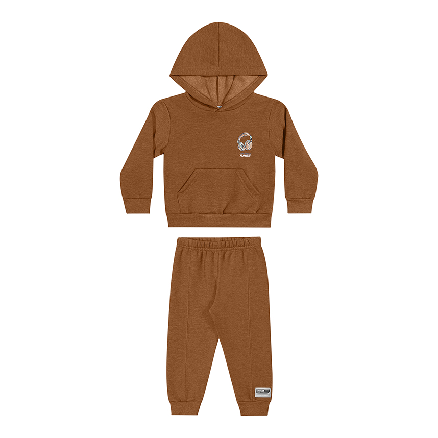 Conjunto Infantil Elian Blusão Estampa Fone E Calça Moletom