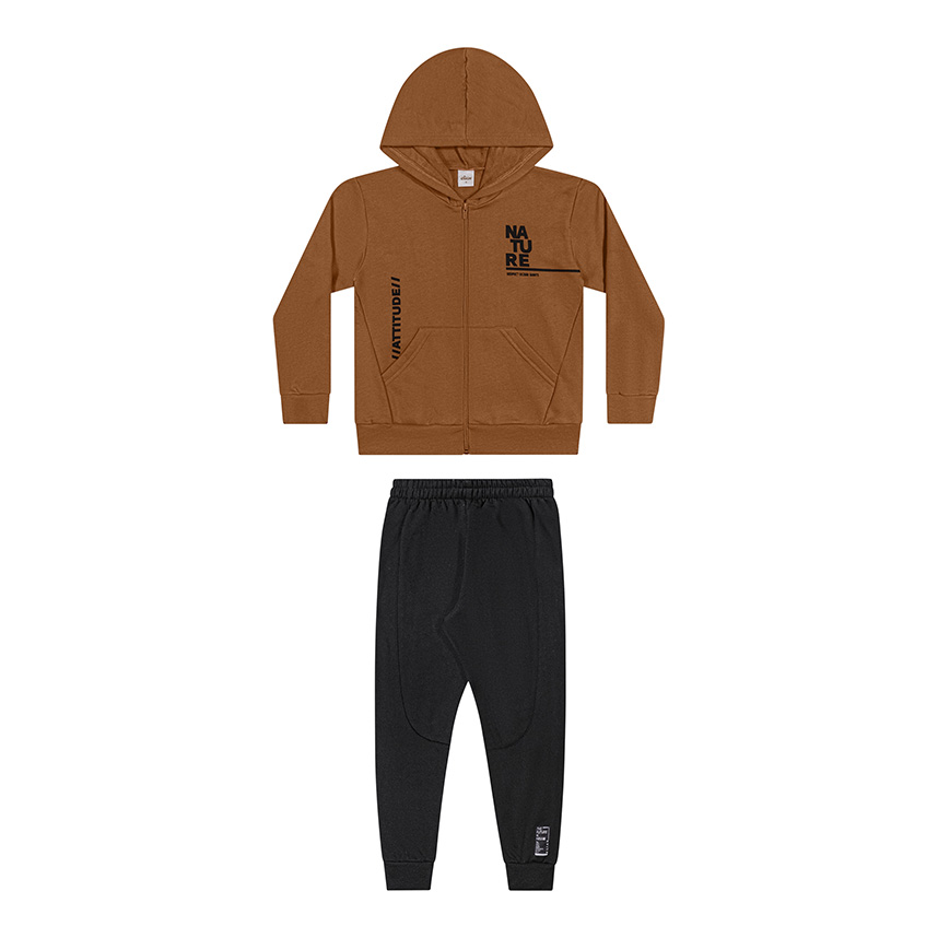 Conjunto Infantil Elian Jaqueta Estampa Nature e Calça
