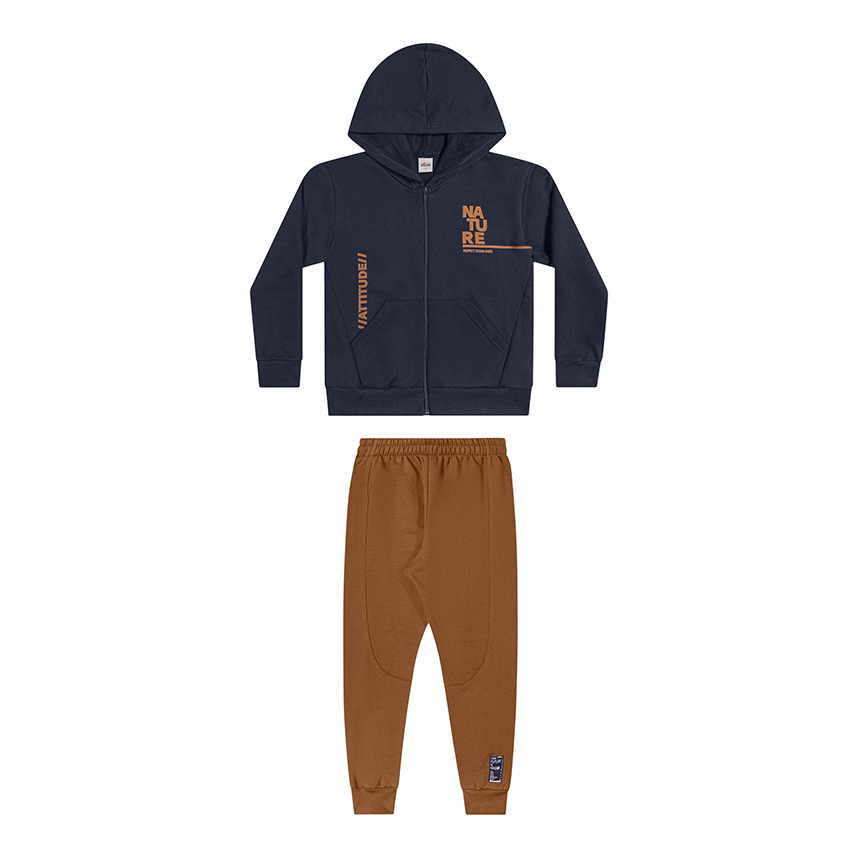 Conjunto Infantil Elian Jaqueta Estampa Nature e Calça