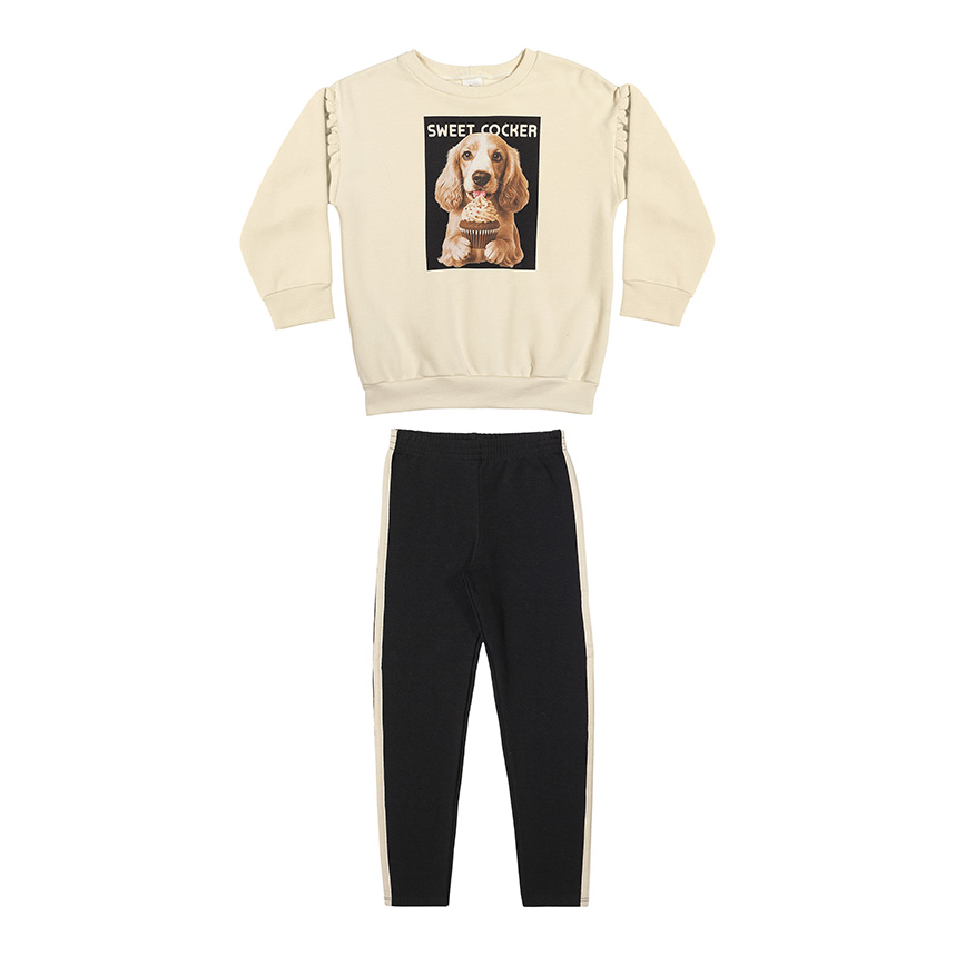 Conjunto Infantil Elian Blusão Estampa Cachorro e Calça