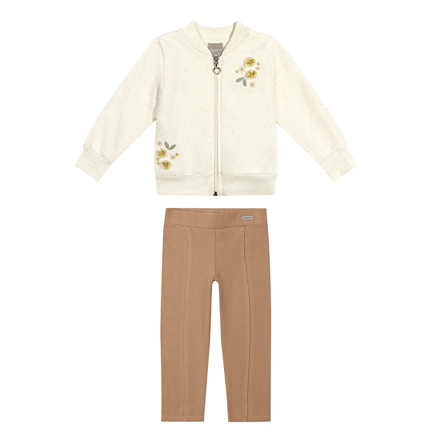 Conjunto Infantil Colorittá Jaqueta Bordado Floral e Calça