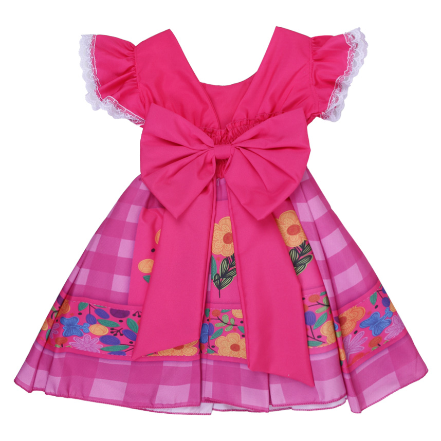 Vestido Infantil D-Luxe Estampa Flores e Saia Decorada