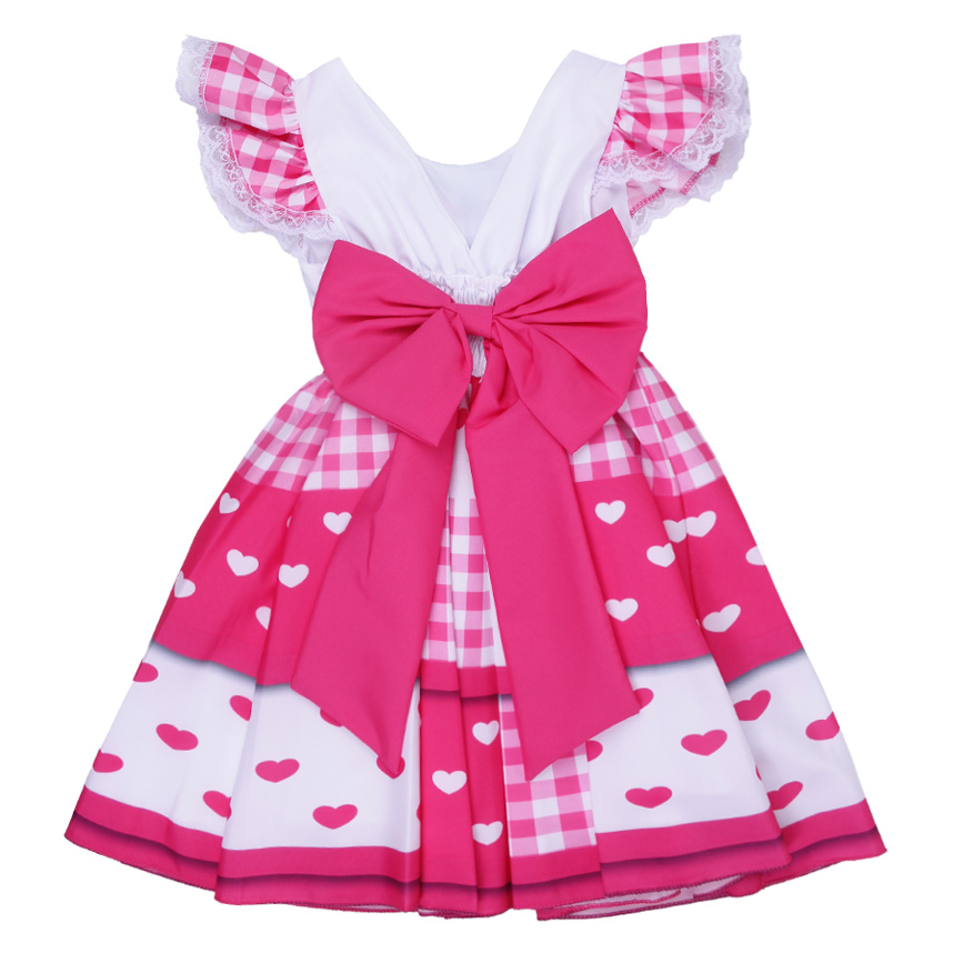 Vestido Infantil D-Luxe Babado Estampa Corações