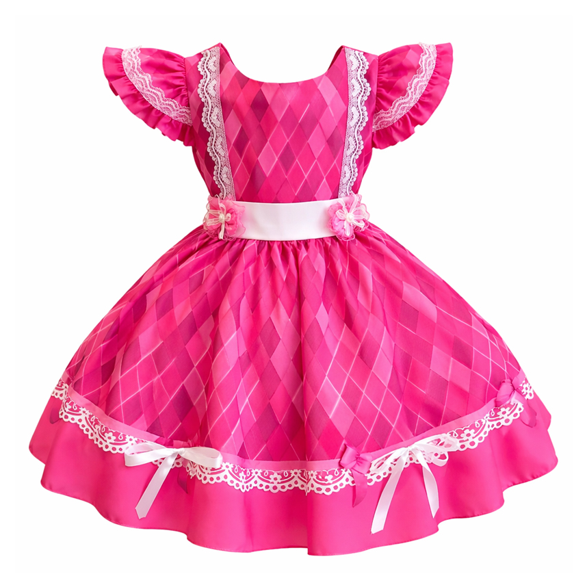 Vestido Infantil D-Luxe Estampa Geométrica e Laços
