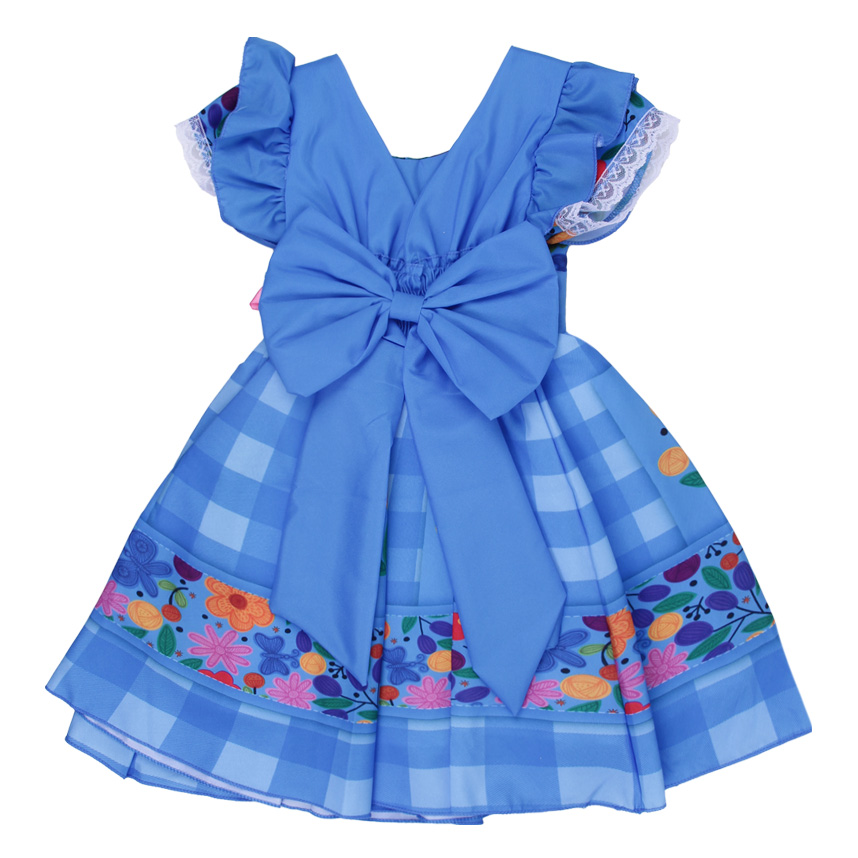 Vestido Infantil D-Luxe Babado Estampa Floral com Laço