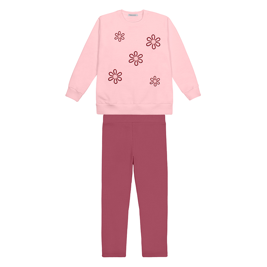 Conjunto Infantil Trick Nick Blusão Bordado Flor e Legging