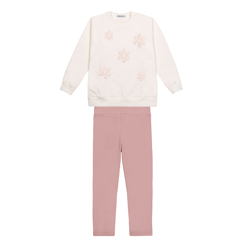Conjunto Infantil Trick Nick Blusão Bordado Flor e Legging