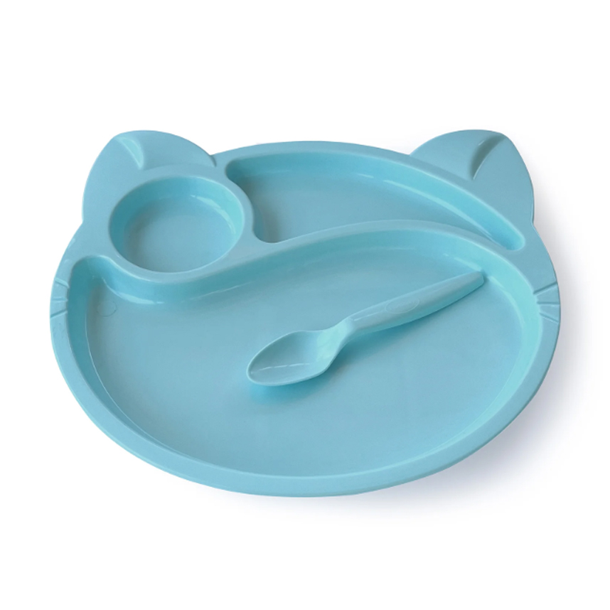 Prato Plastibrasil com Divisórias e Colher Azul