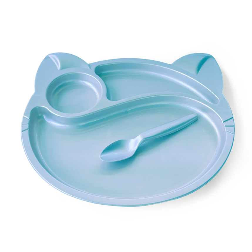Prato Plastibrasil com Divisórias e Colher Azul