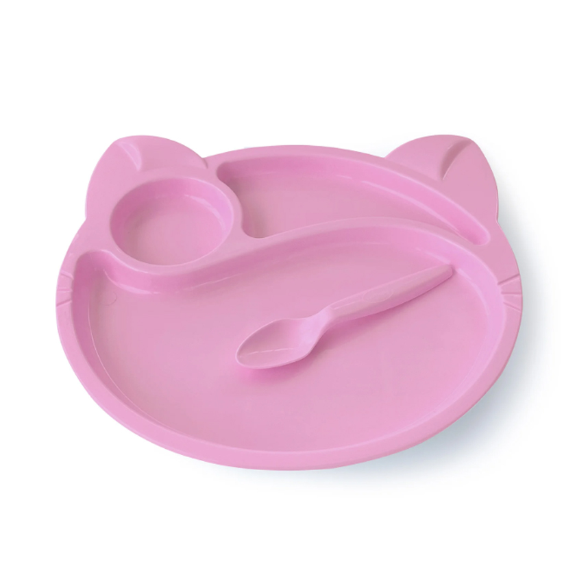 Prato Plastibrasil com Divisórias e Colher Rosa