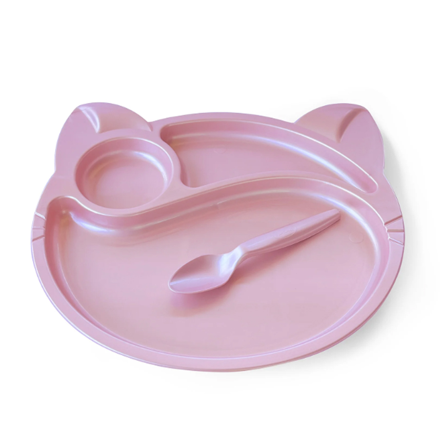 Prato Plastibrasil com Divisórias e Colher Rosa