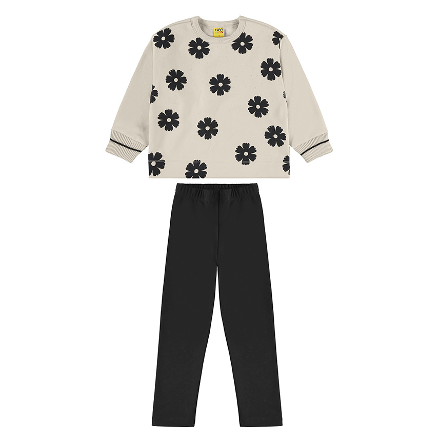 Conjunto Infantil Rovitex Blusão Estampa Flores e Legging