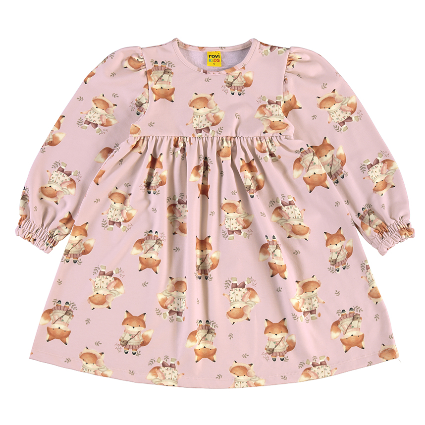 Vestido Infantil Rovitex Manga Longa Estampa Raposinha