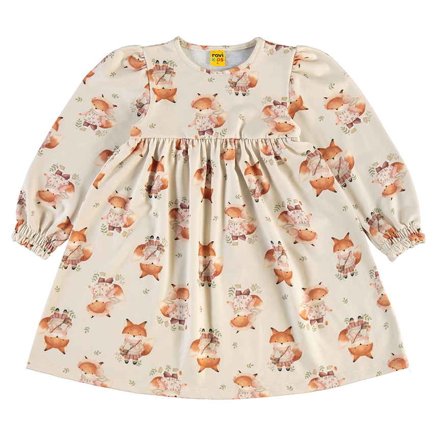 Vestido Infantil Rovitex Manga Longa Estampa Raposinha
