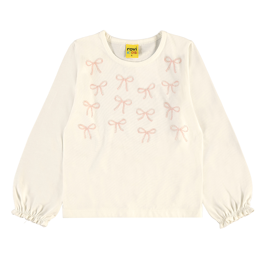 Blusa Infantil Rovitex Manga Longa Estampa Laços com Strass