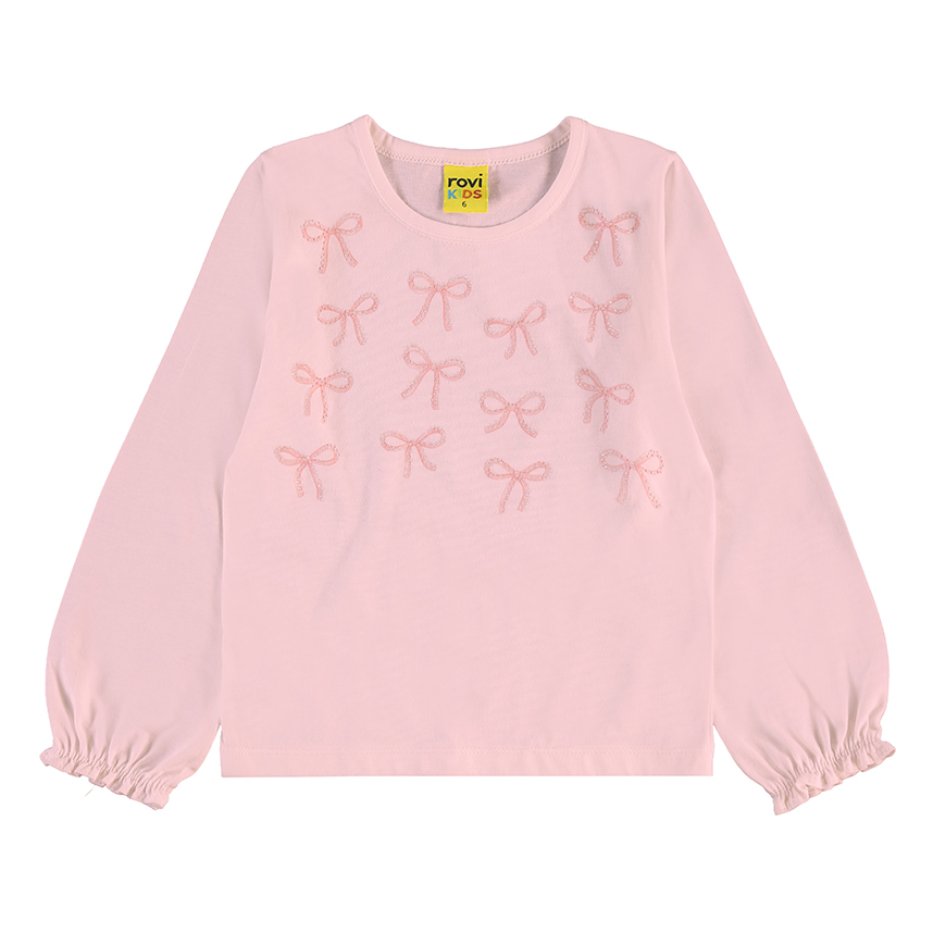 Blusa Infantil Rovitex Manga Longa Estampa Laços com Strass