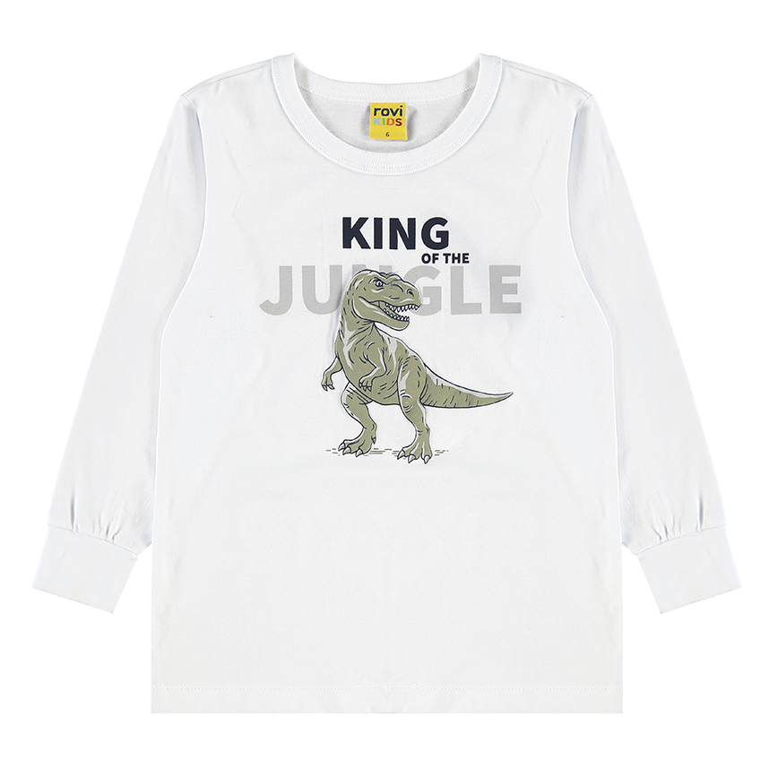 Camiseta Infantil Rovitex Manga Longa Estampa Dinossauro