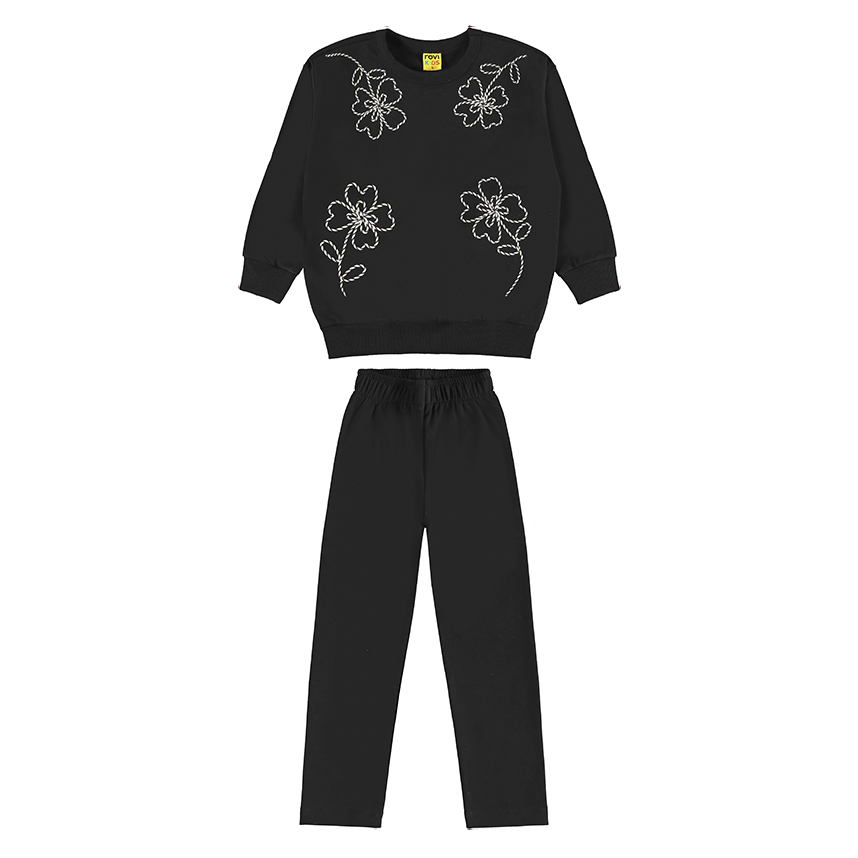 Conjunto Juvenil Rovitex Blusão Estampa Flores e Legging