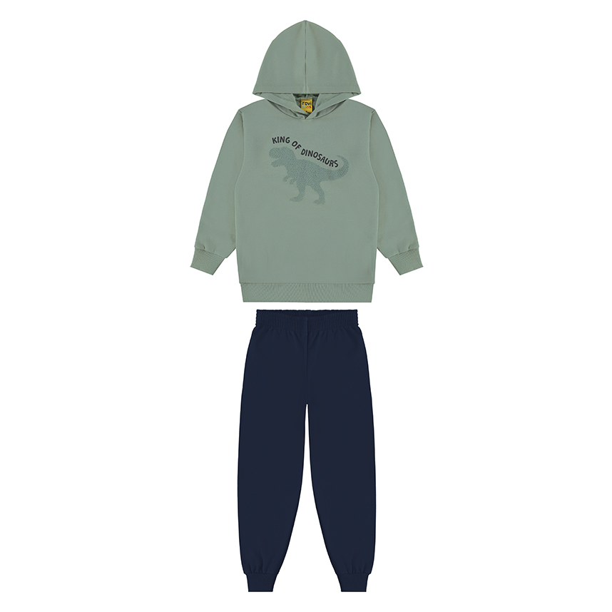 Conjunto Infantil Rovitex Blusão Estampa Dinossauro e Calça