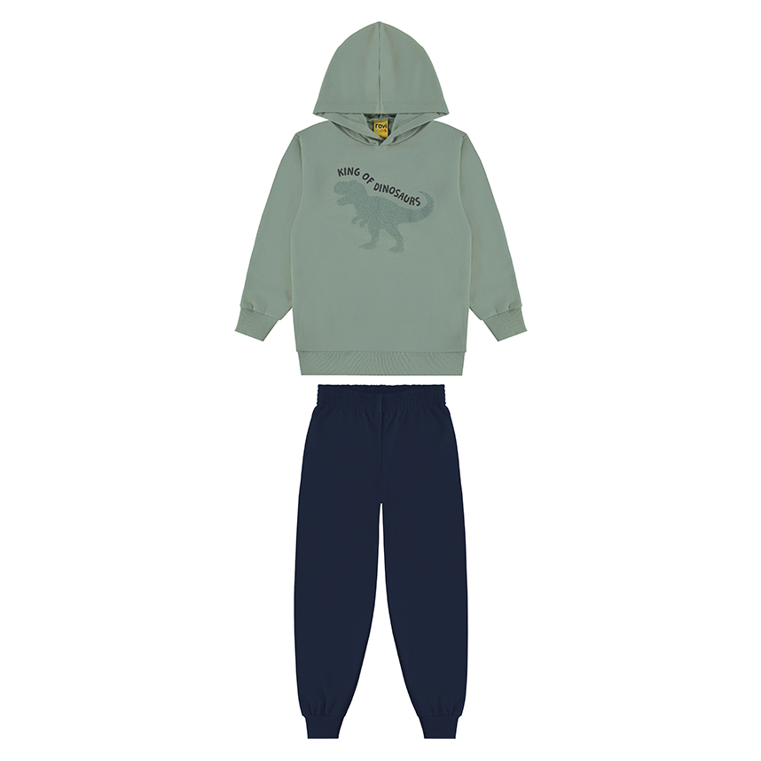 Conjunto Infantil Rovitex Blusão Estampa Dinossauro e Calça