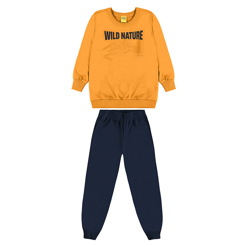 Conjunto Infantil Rovitex Blusão Estampa Montanha e Calça